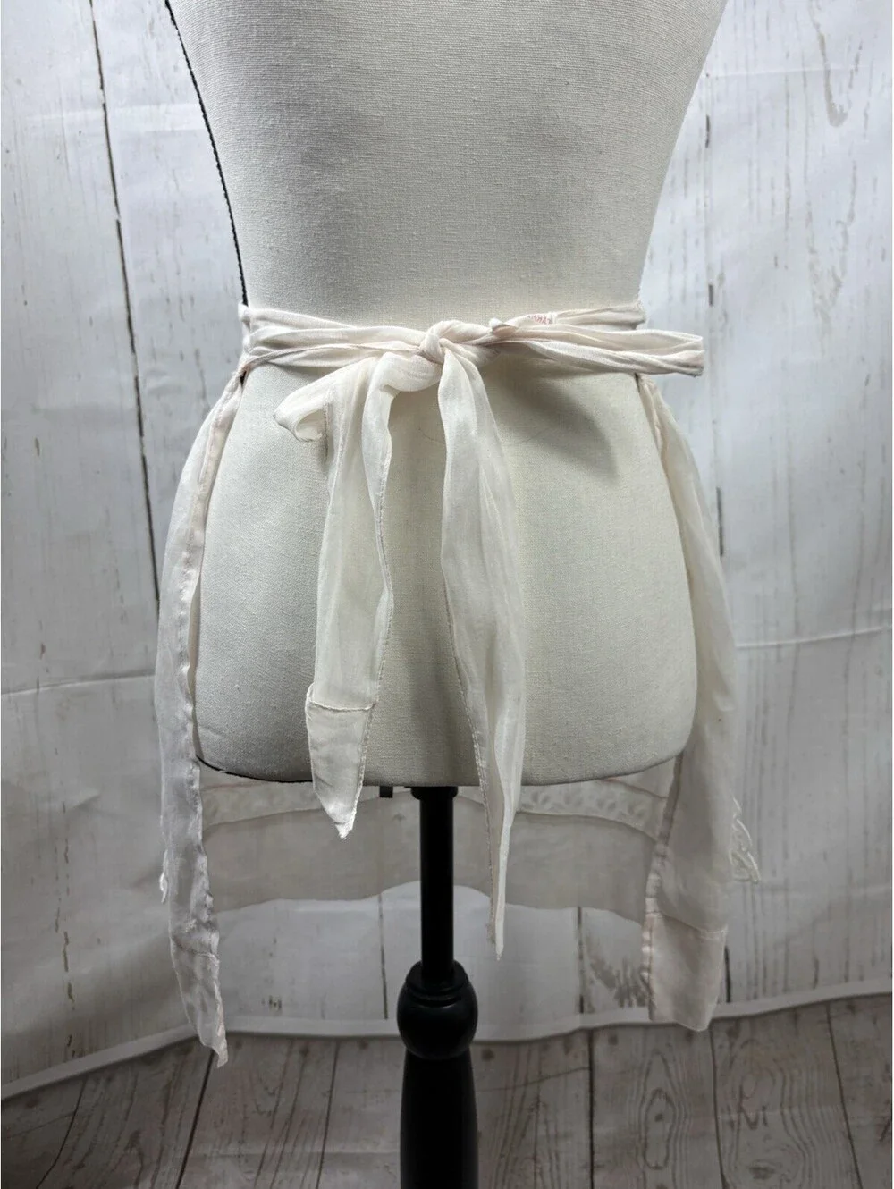 VTG Carmen Lee 1950s Semi-Sheer Hostess Half Apron Lace Trim 3 Pockets